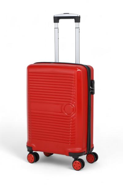 İronika Dayanıklı ABS Kabin Boy 4 Tekerlekli Valiz Küçük Kabin Tipi Bavul Kırmızı