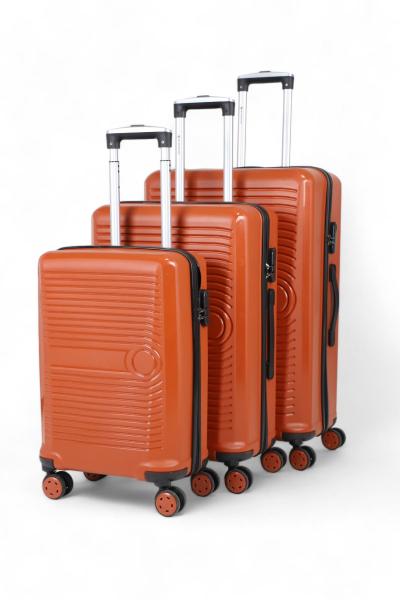 İronika Dayanıklı ABS Kabin Orta Büyük Boy 4 Tekerlekli Valiz 3 lü Bavul Seti Kiremit