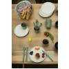 İronika 6 Kişilik 32 Parça Piknik Seti Plastik Çatal Bardak Kaşık Bıçak Yemek Kahvaltı Takımı-Krem Tabak Yeşil Bardak